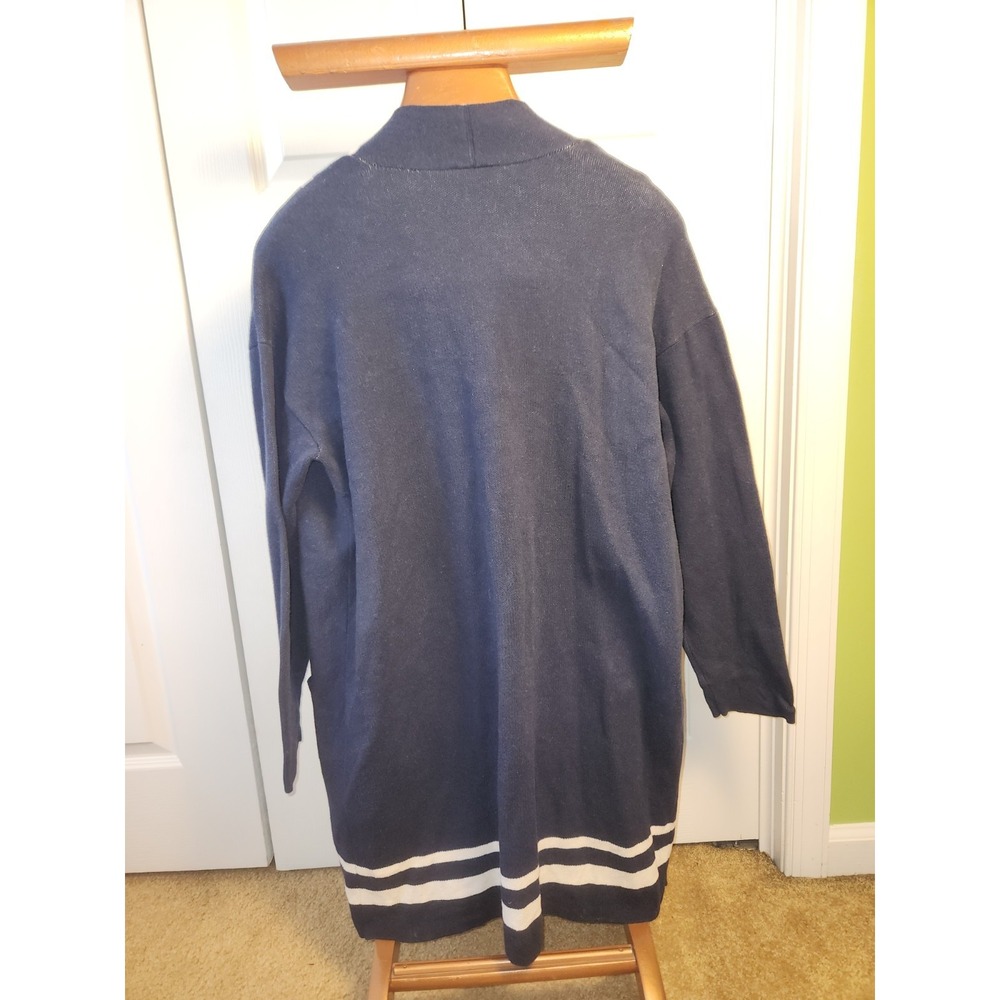 Ann Taylor Factory Open Front Cardigan With Wide Whit Striped.  Size  Xl - Picture 5 of 6